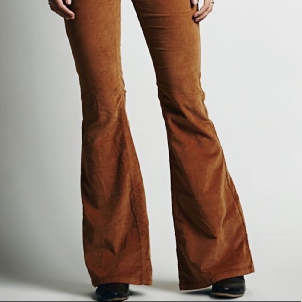 Free People caramel corduroy bell bottoms